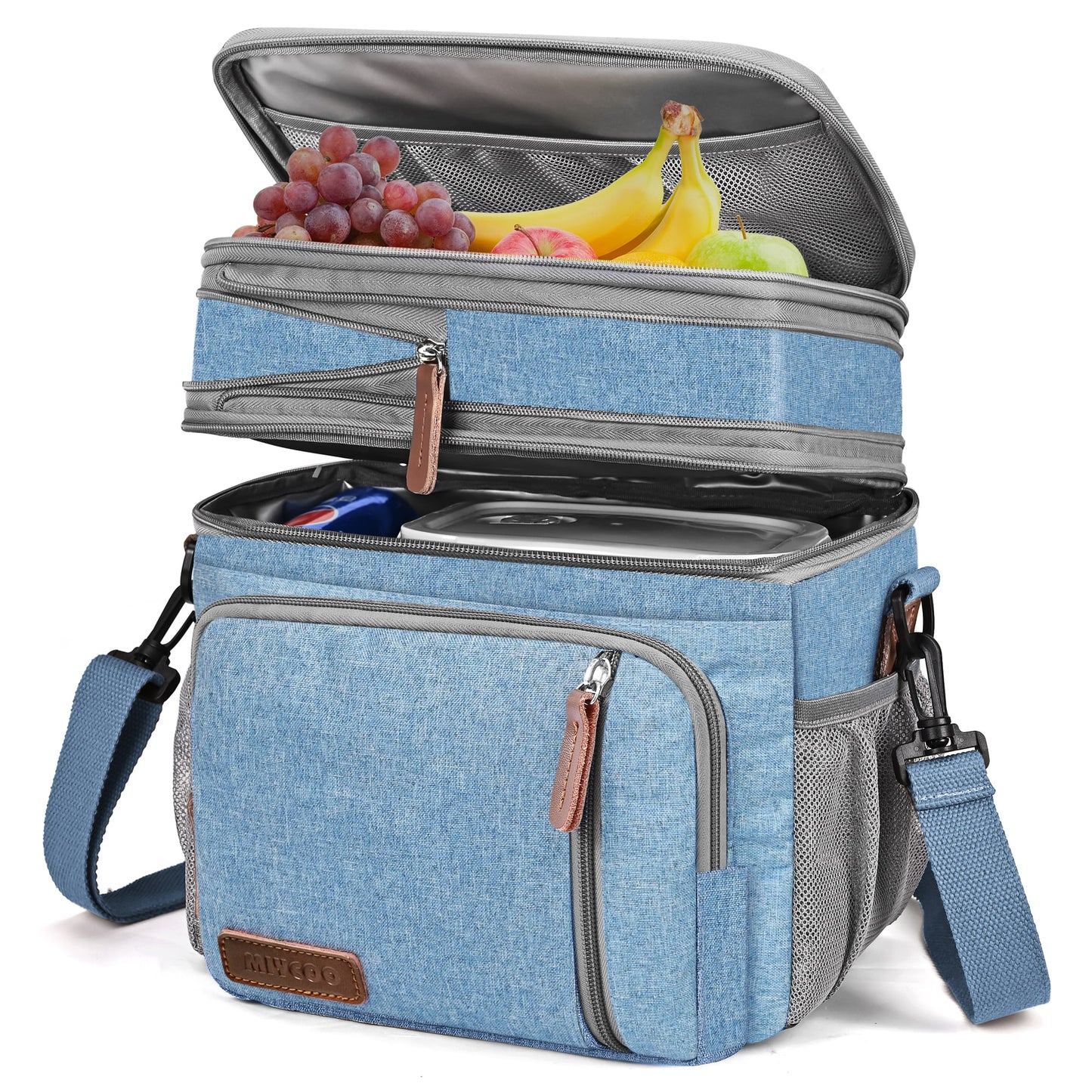 MIYCOO Double Deck Lunch Bag & Lunch Box, Purple Flower