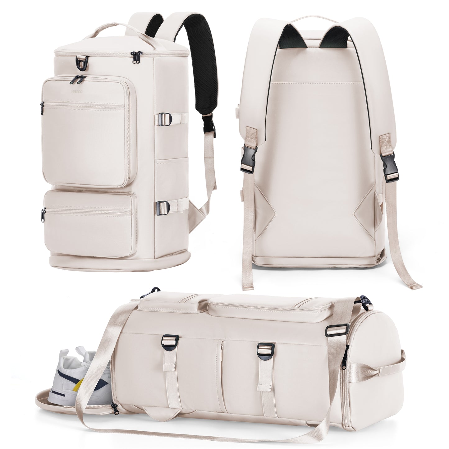 3 in 1 Duffle Bag and Gym Backpack, Beige