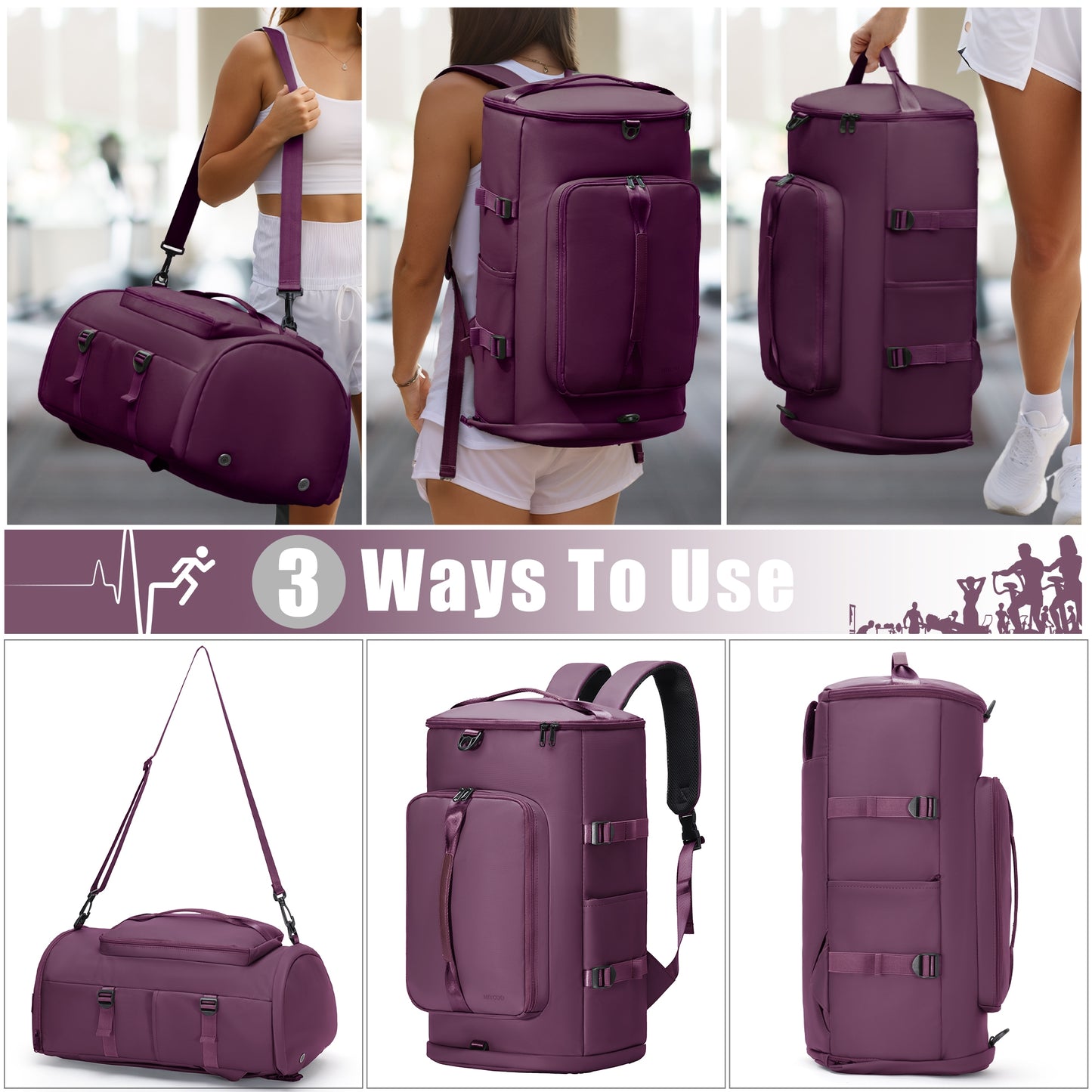 MIYCOO Gym Bag for Men and Women, Purple