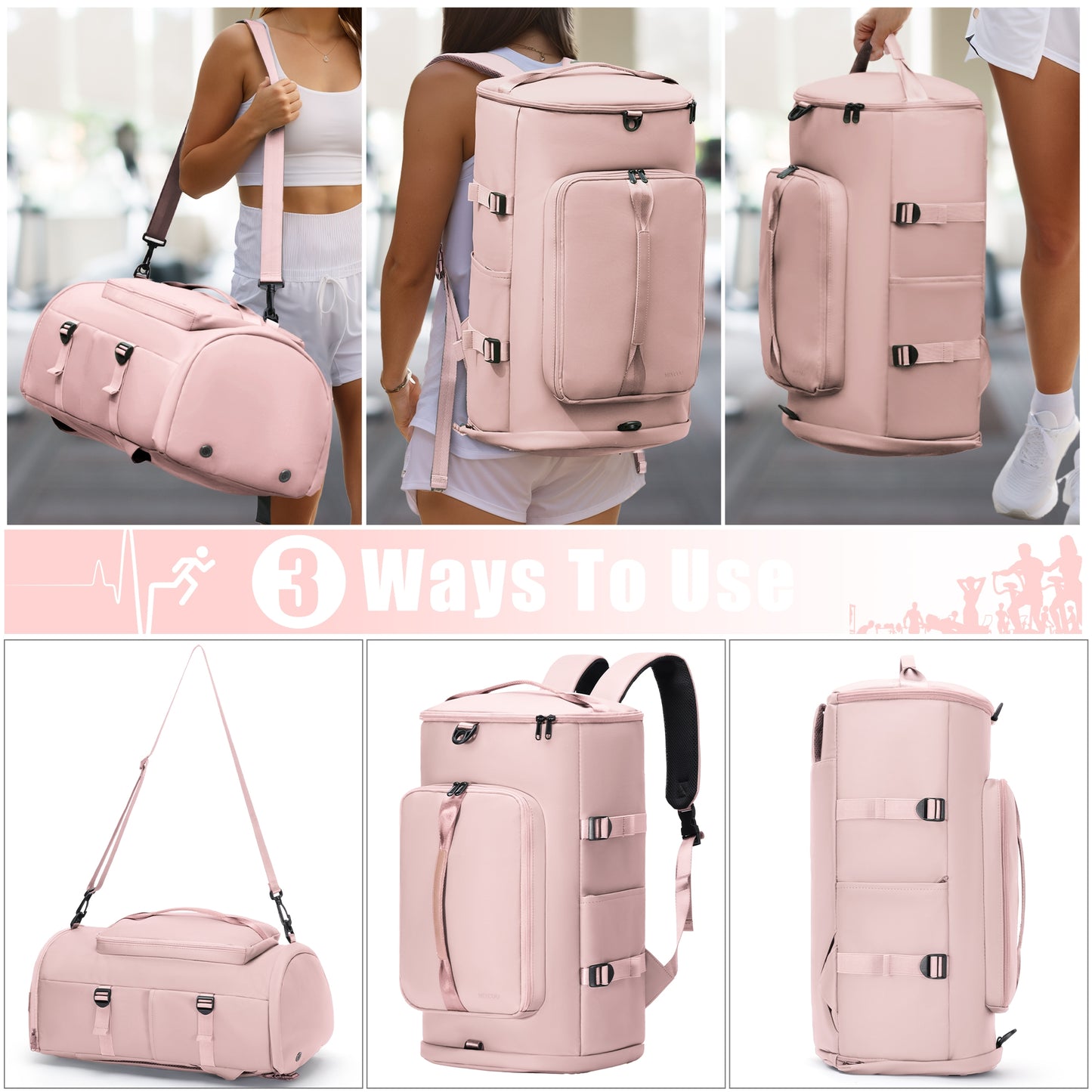 MIYCOO Gym Bag for Men and Women, Pink