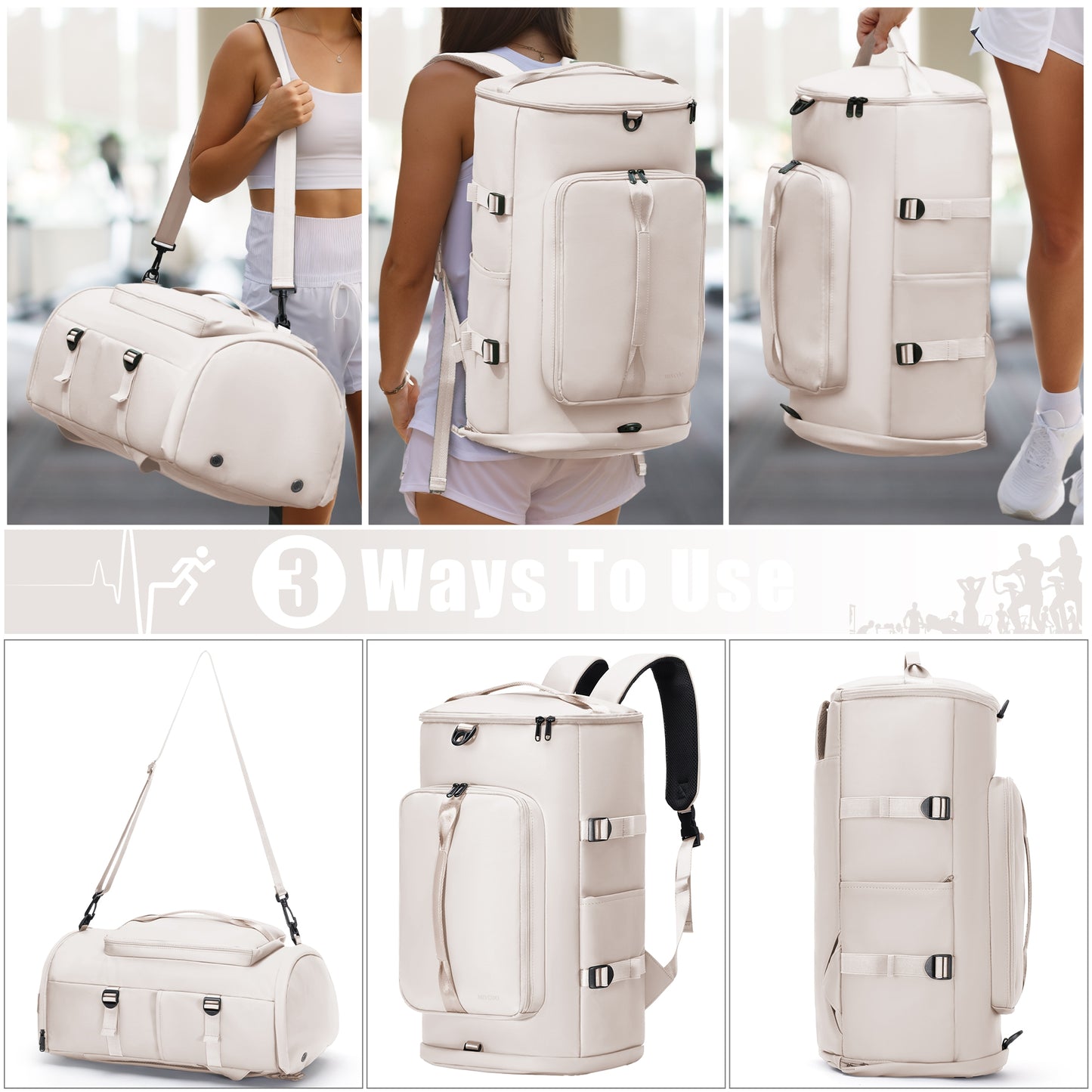 MIYCOO Gym Bag for Men and Women,Beige