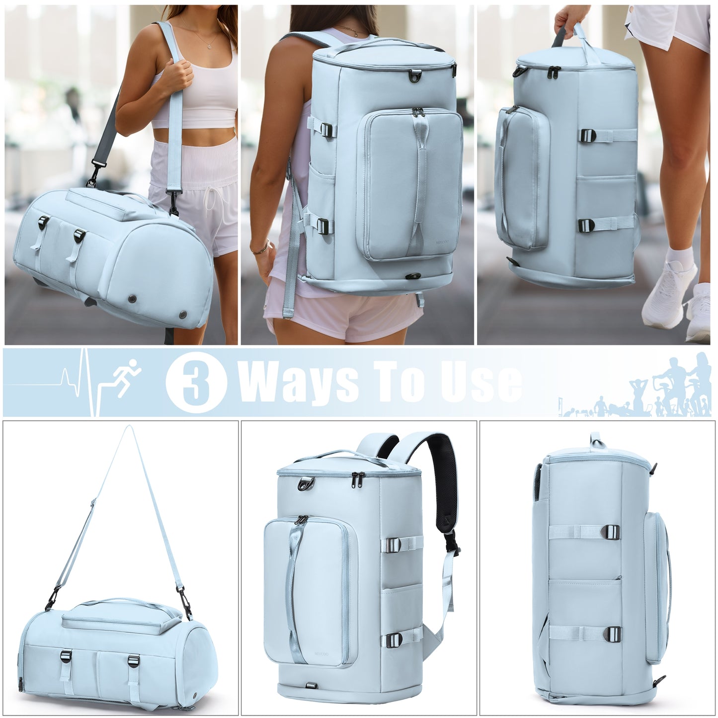 MIYCOO Gym Bag for Men and Women, Blue