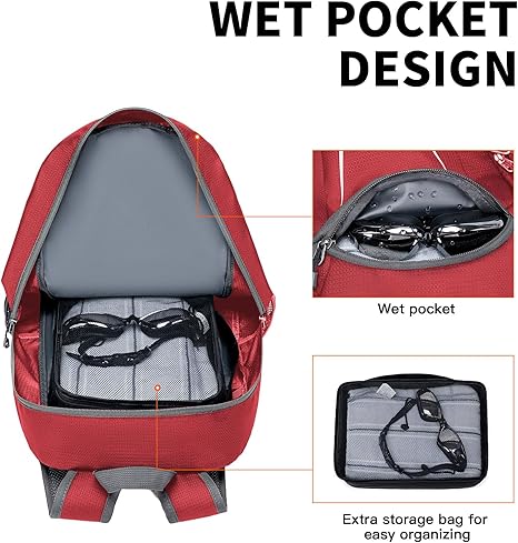 MIYCOO Ultra Lightweight Packable Backpack for Travel, Red