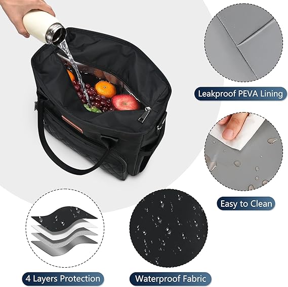 MIYCOO Lunch Bag Lunch Box Women, Black for Women