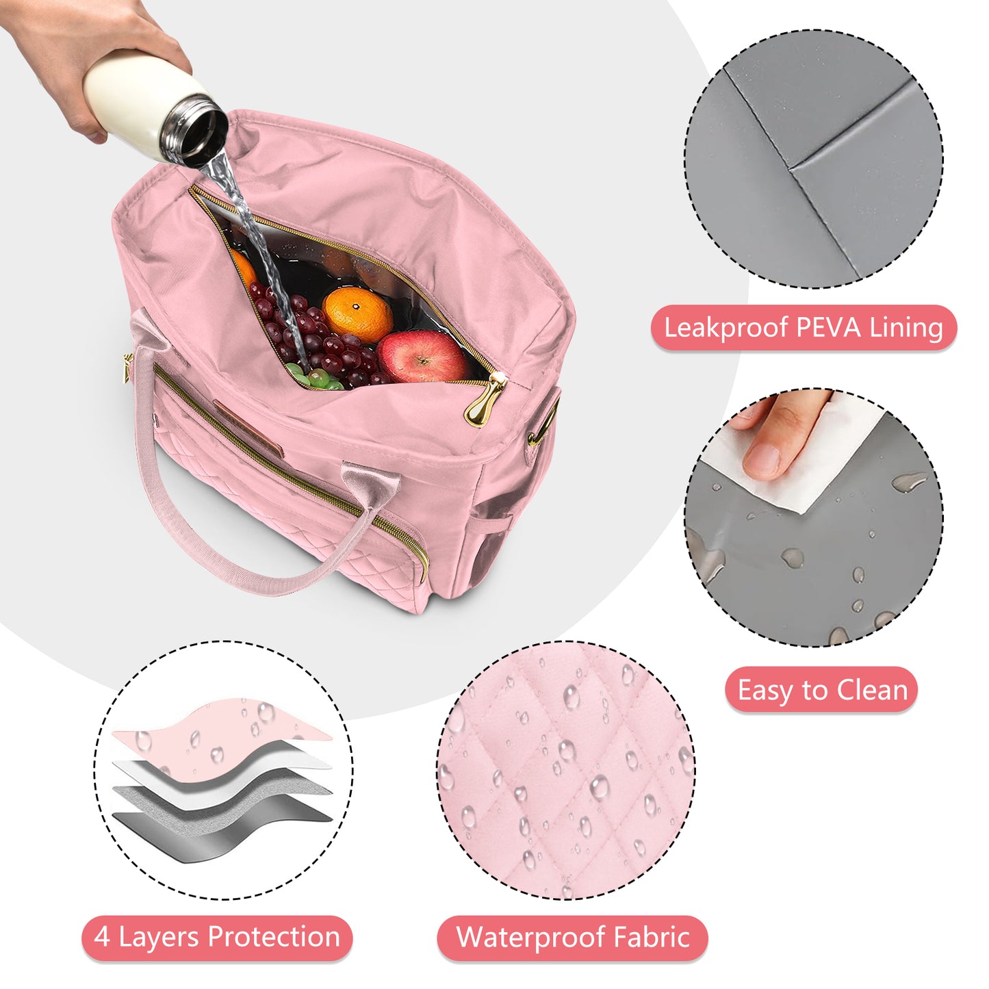 MIYCOO Lunch Bag Lunch Box Women, Pink