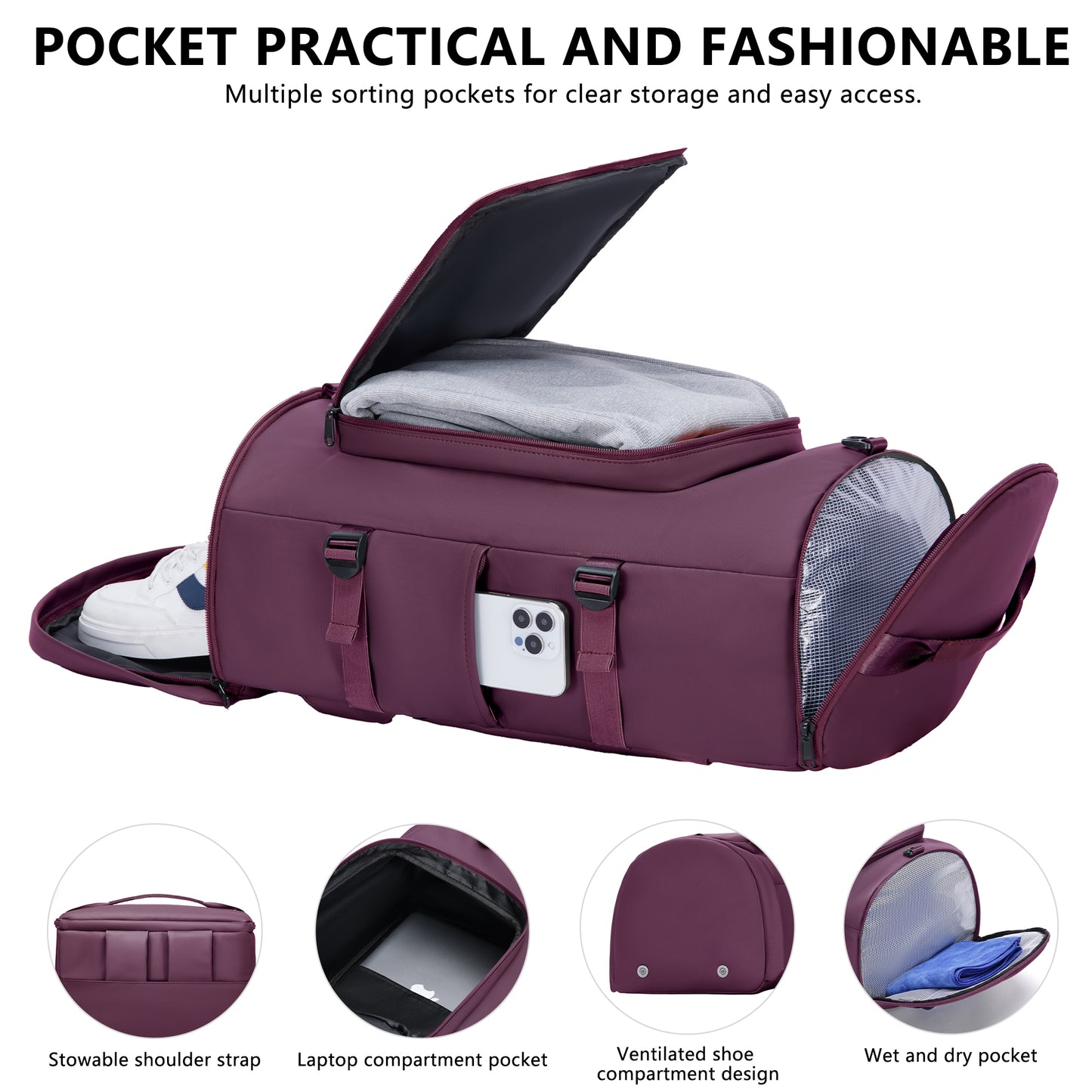 MIYCOO Gym Bag for Men and Women, Purple