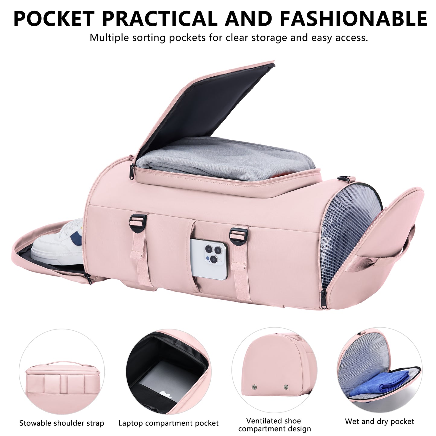 MIYCOO Gym Bag for Men and Women, Pink