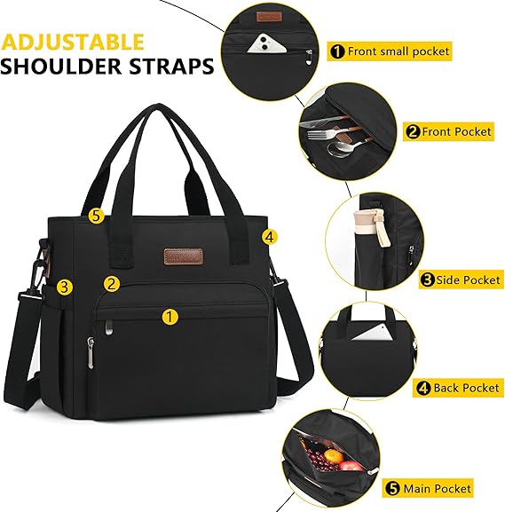 MIYCOO Lunch Bag Lunch Box Women, Black Unisex