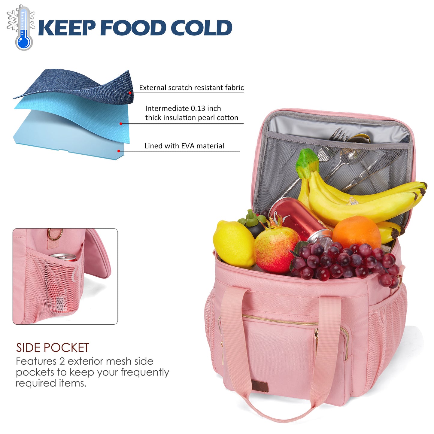 MIYCOO Insulated Lunch Bags for Women Men (Pink, 12L)