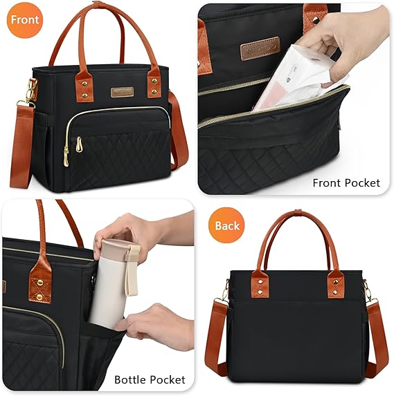 MIYCOO Lunch Bag Lunch Box Women,Orange Black
