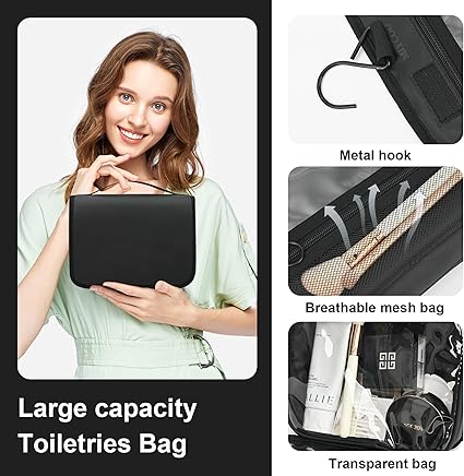 MIYCOO Travel Toiletry Bag for Women and Men, Black