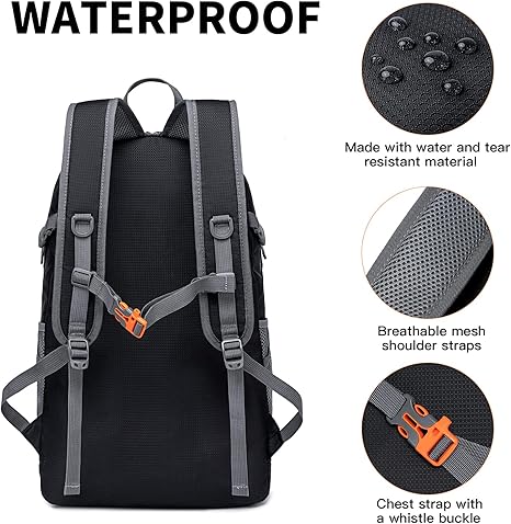 MIYCOO Ultra Lightweight Packable Backpack for Travel, Black