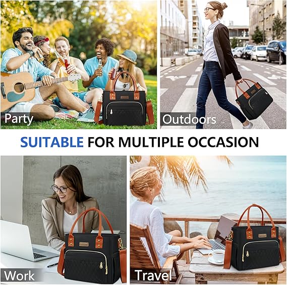 MIYCOO Lunch Bag Lunch Box Women,Orange Black