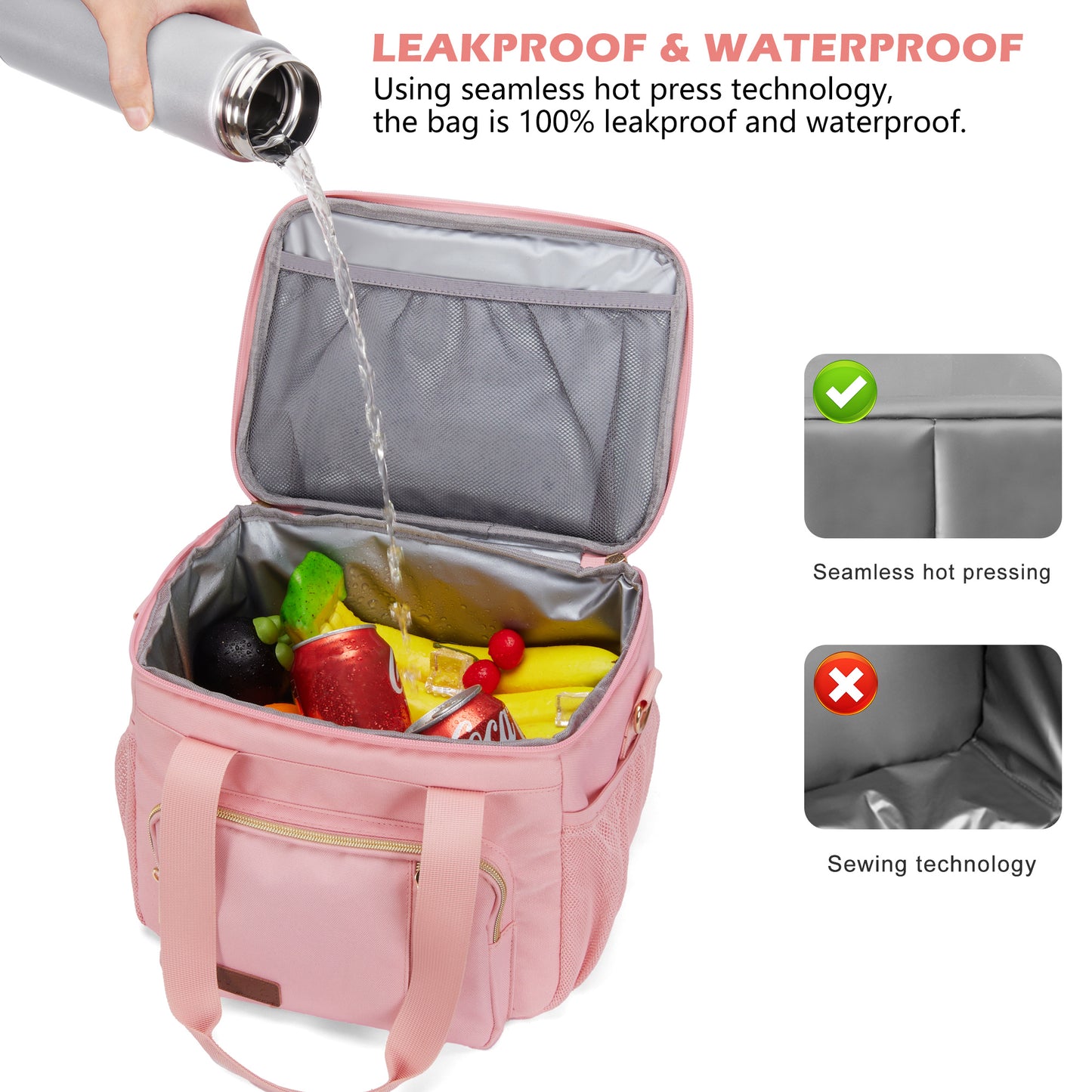 MIYCOO Insulated Lunch Bags for Women Men (Pink, 12L)