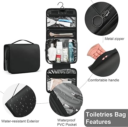 MIYCOO Travel Toiletry Bag for Women and Men, Black