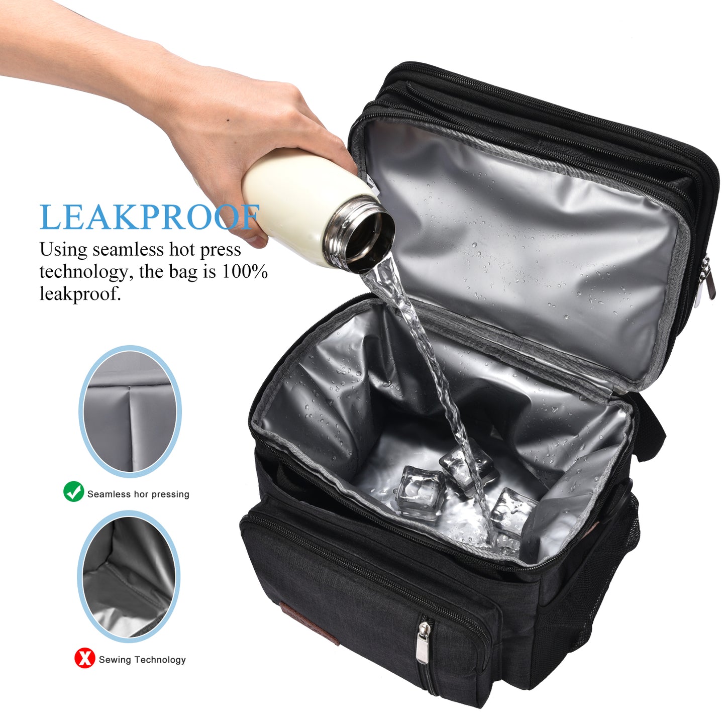 MIYCOO Double Deck Lunch Bag & Lunch Box, Black
