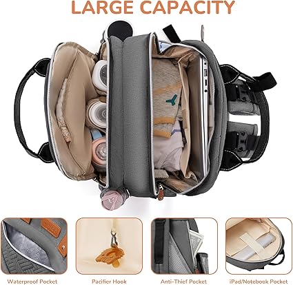 MIYCOO Diaper Bag Backpack ,Grey