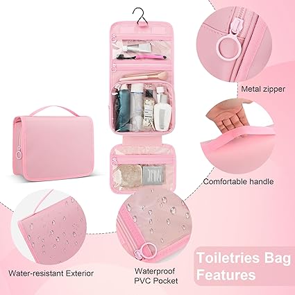 MIYCOO Travel Toiletry Bag for Women and Men, Pink