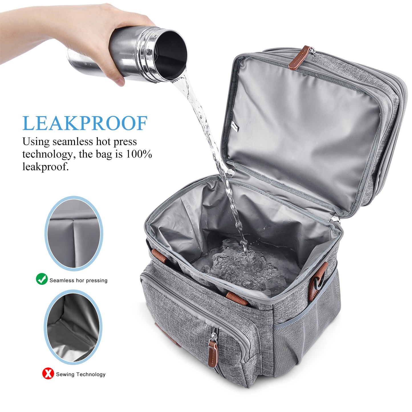 MIYCOO Double Deck Lunch Bag & Lunch Box, Grey