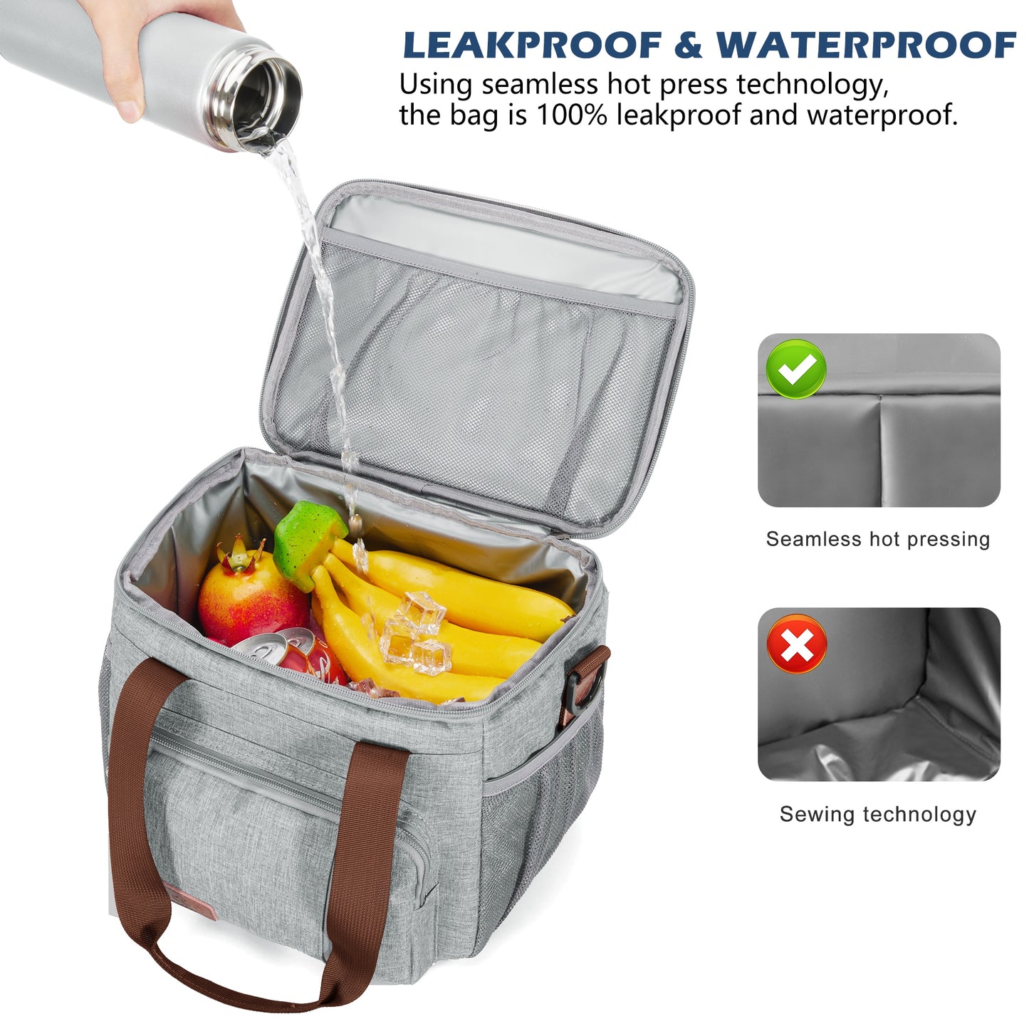 MIYCOO Insulated Lunch Bags for Women Men (Grey, 12L)