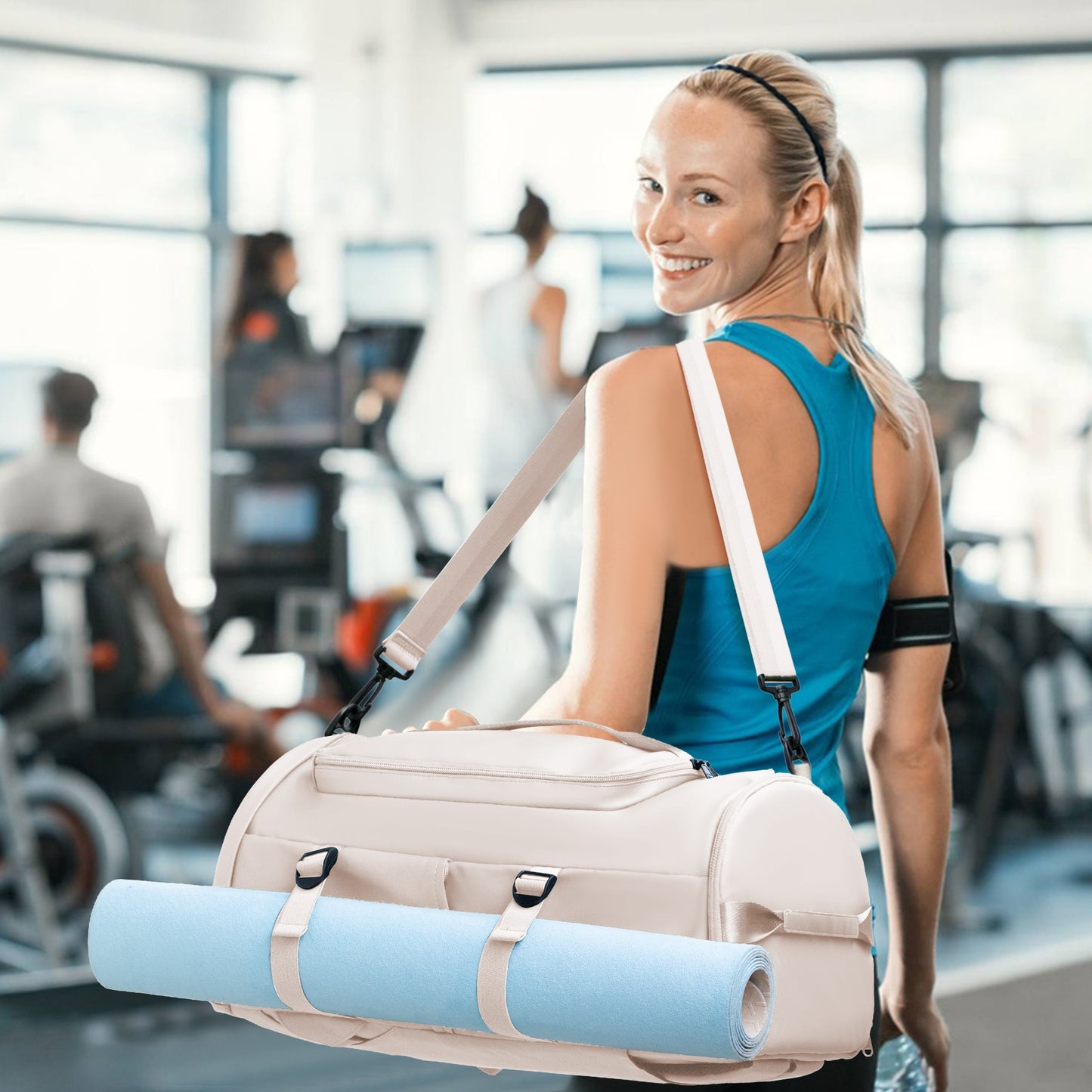 MIYCOO Gym Bag for Men and Women,Beige