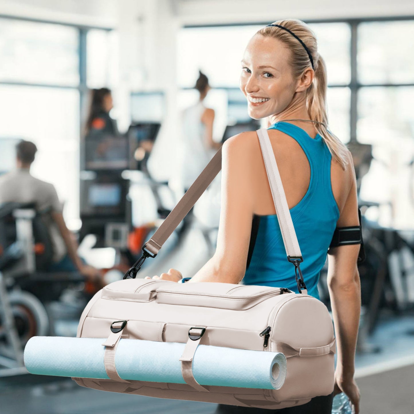 3 in 1 Duffle Bag and Gym Backpack, Beige