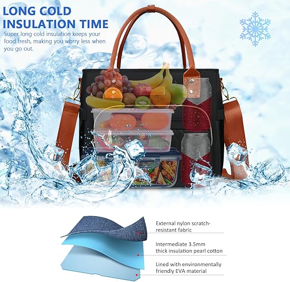 MIYCOO Lunch Bag Lunch Box Women,Orange Black