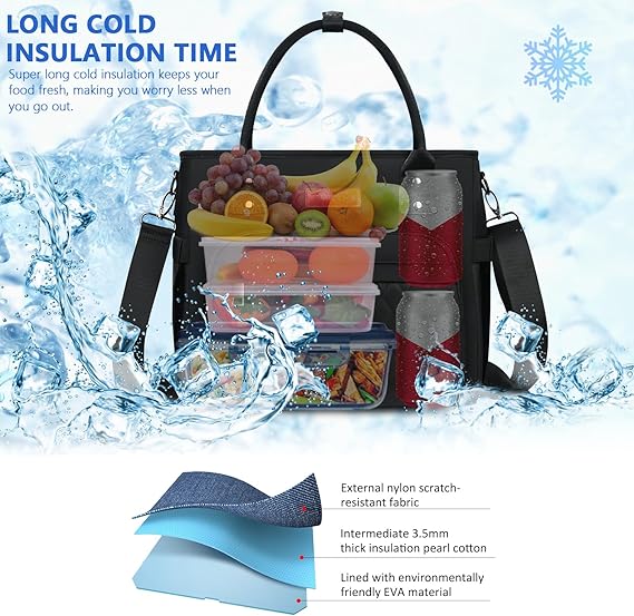 MIYCOO Lunch Bag Lunch Box Women, Black for Women