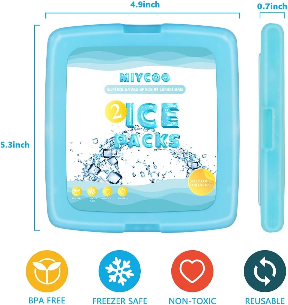 MIYCOO Ice Packs for Lunch Boxes & Lunch Bag, 2PC