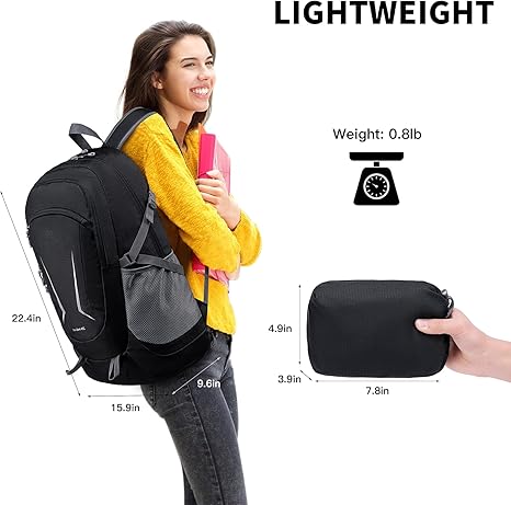 MIYCOO Ultra Lightweight Packable Backpack for Travel, Black
