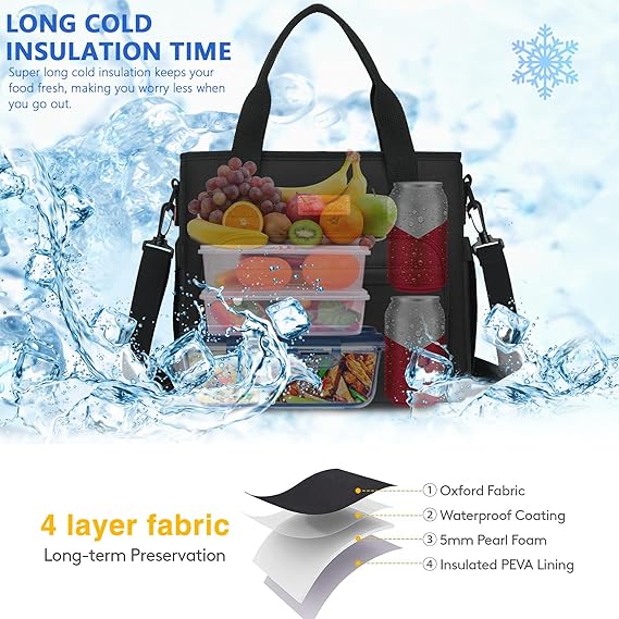 MIYCOO Lunch Bag Lunch Box Women, Black Unisex