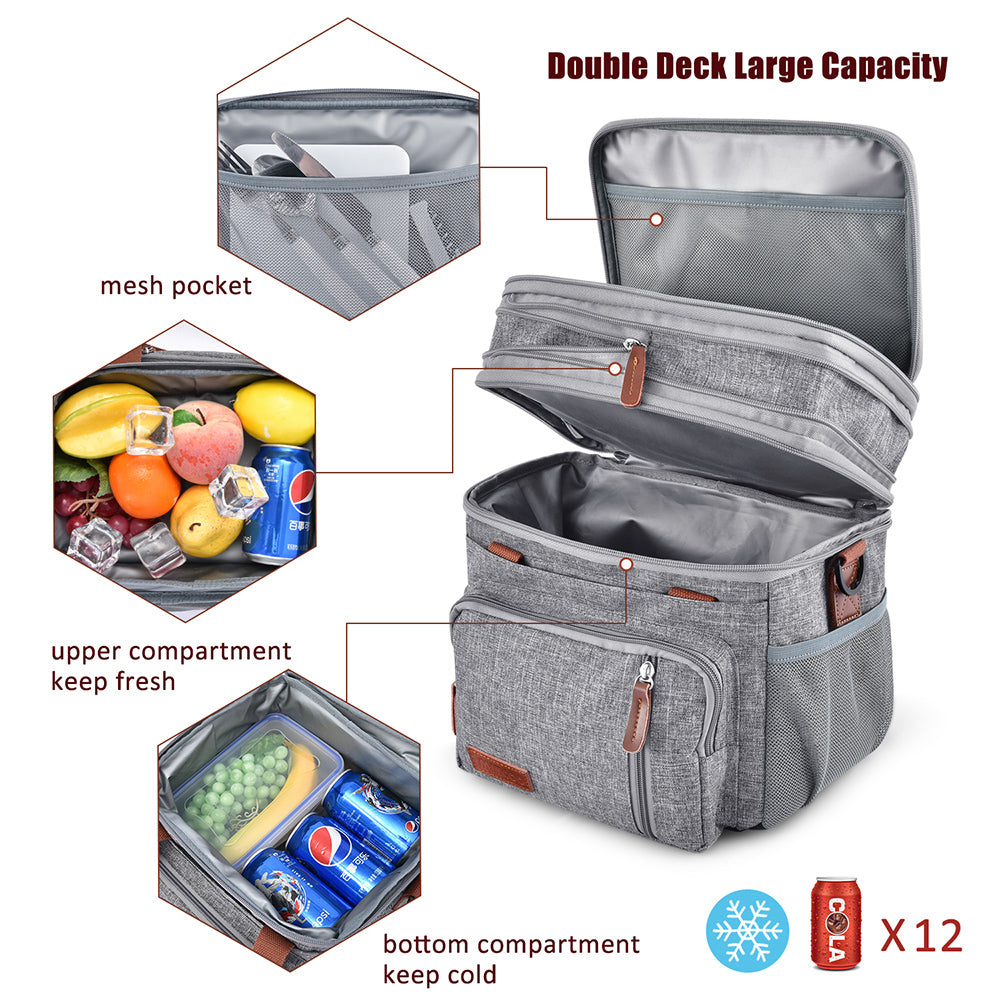MIYCOO Double Deck Lunch Bag & Lunch Box, Grey