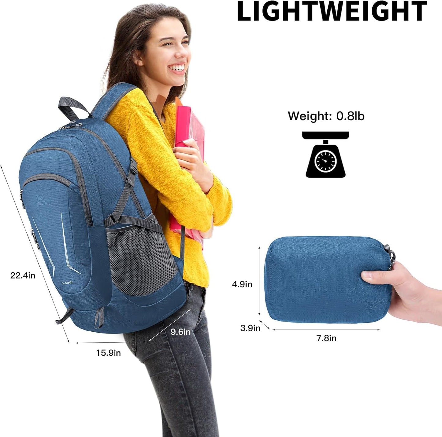 MIYCOO Ultra Lightweight Packable Backpack for Travel, Black
