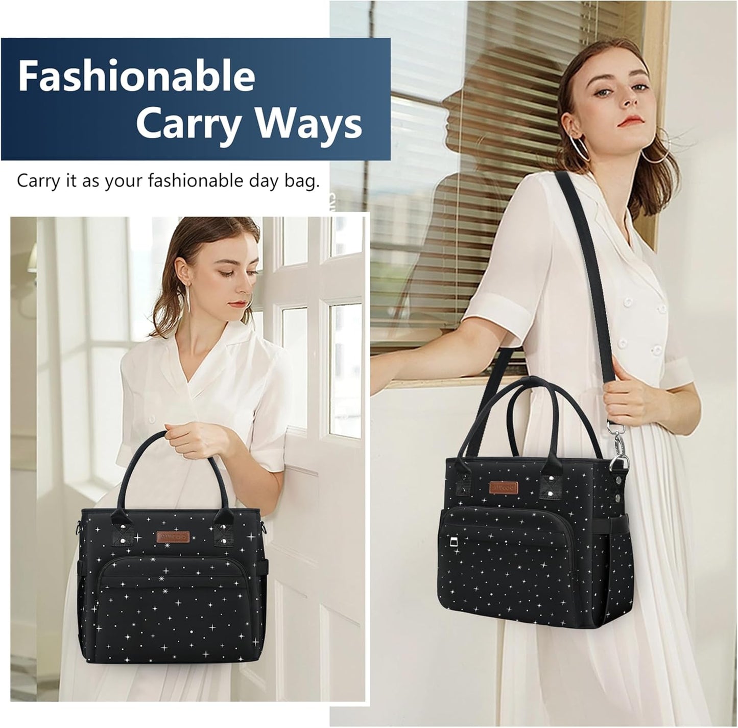MIYCOO Lunch Bag Lunch Box Women, Black Starry Sky