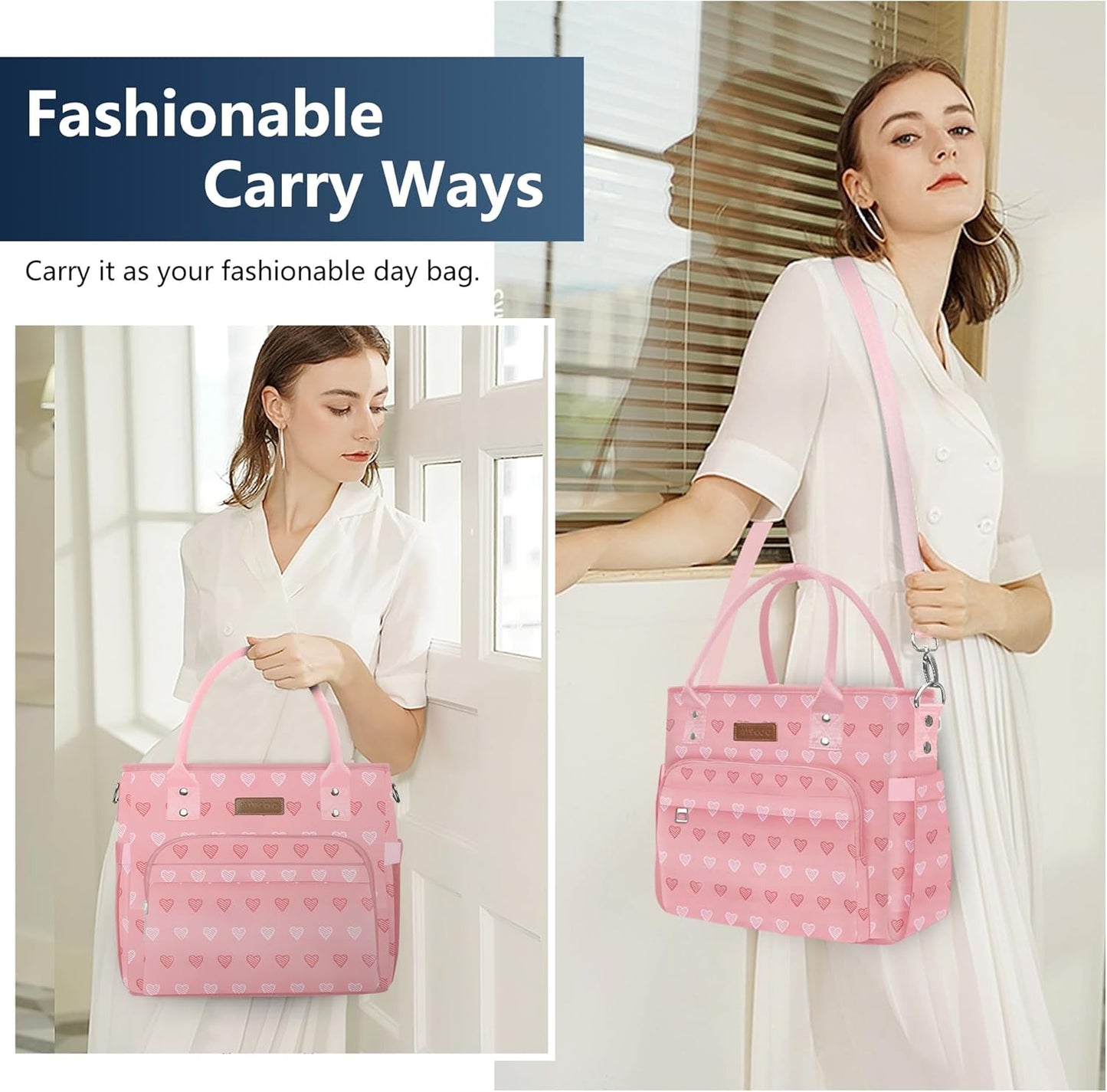 MIYCOO Lunch Bag Lunch Box Women, Pink Heart