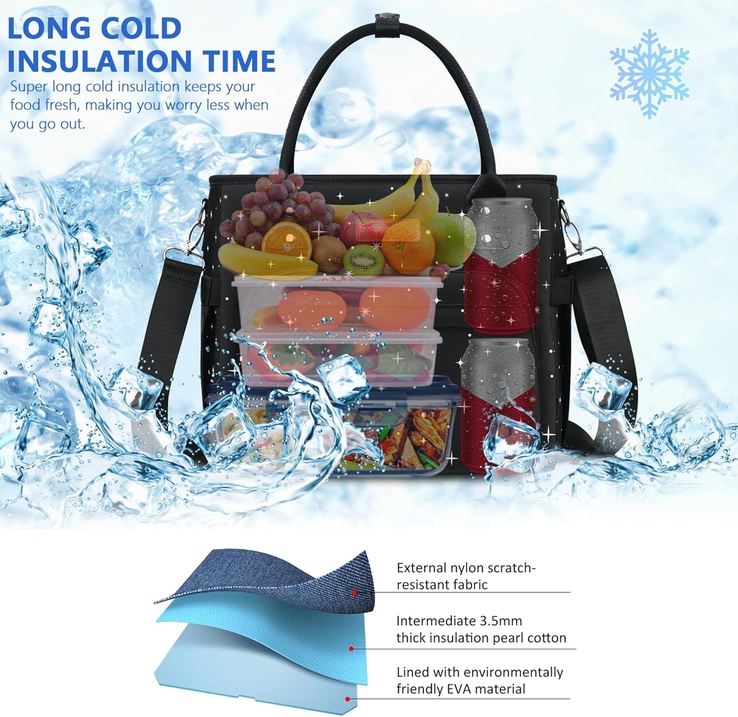 MIYCOO Lunch Bag Lunch Box Women, Black Starry Sky