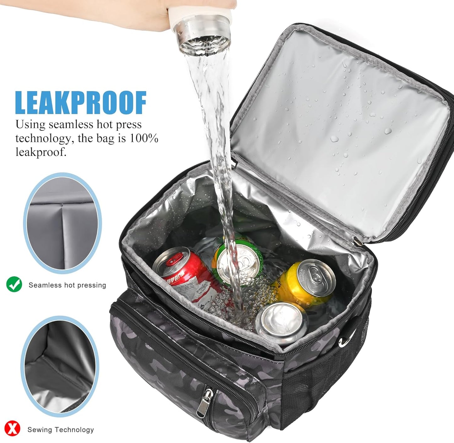 MIYCOO Double Deck Lunch Bag & Lunch Box,Black Camo