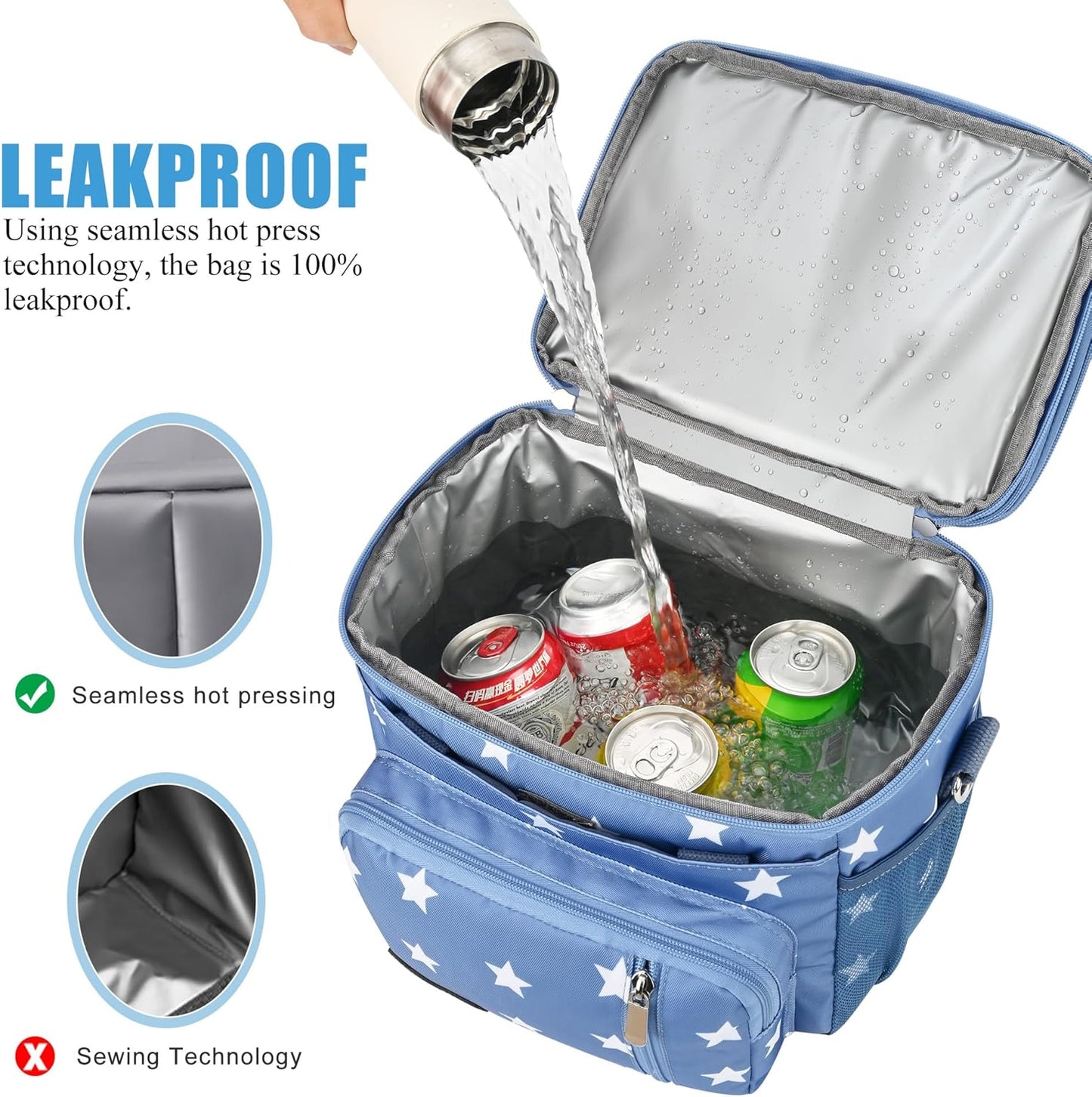 MIYCOO Double Deck Lunch Bag & Lunch Box,Blue Pentagram