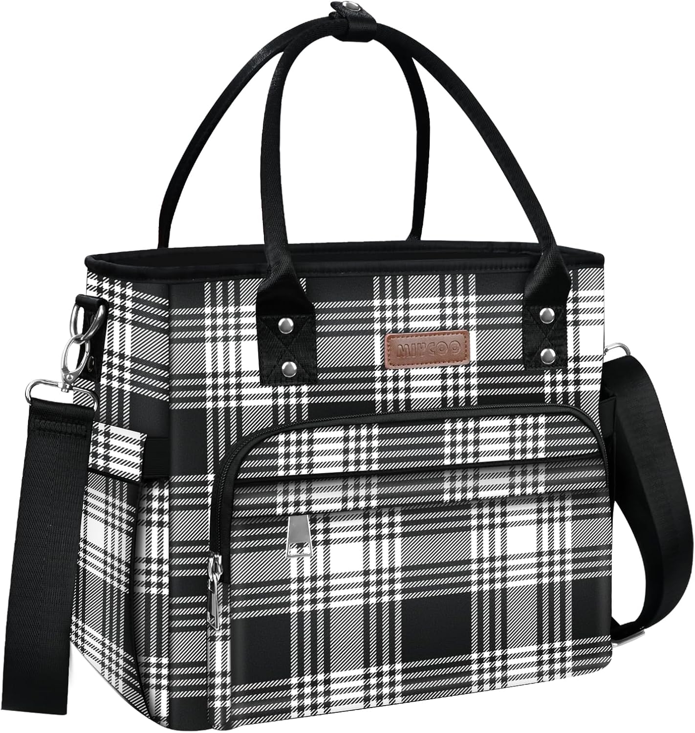 MIYCOO Lunch Bag Lunch Box Women, Checkered Black and White