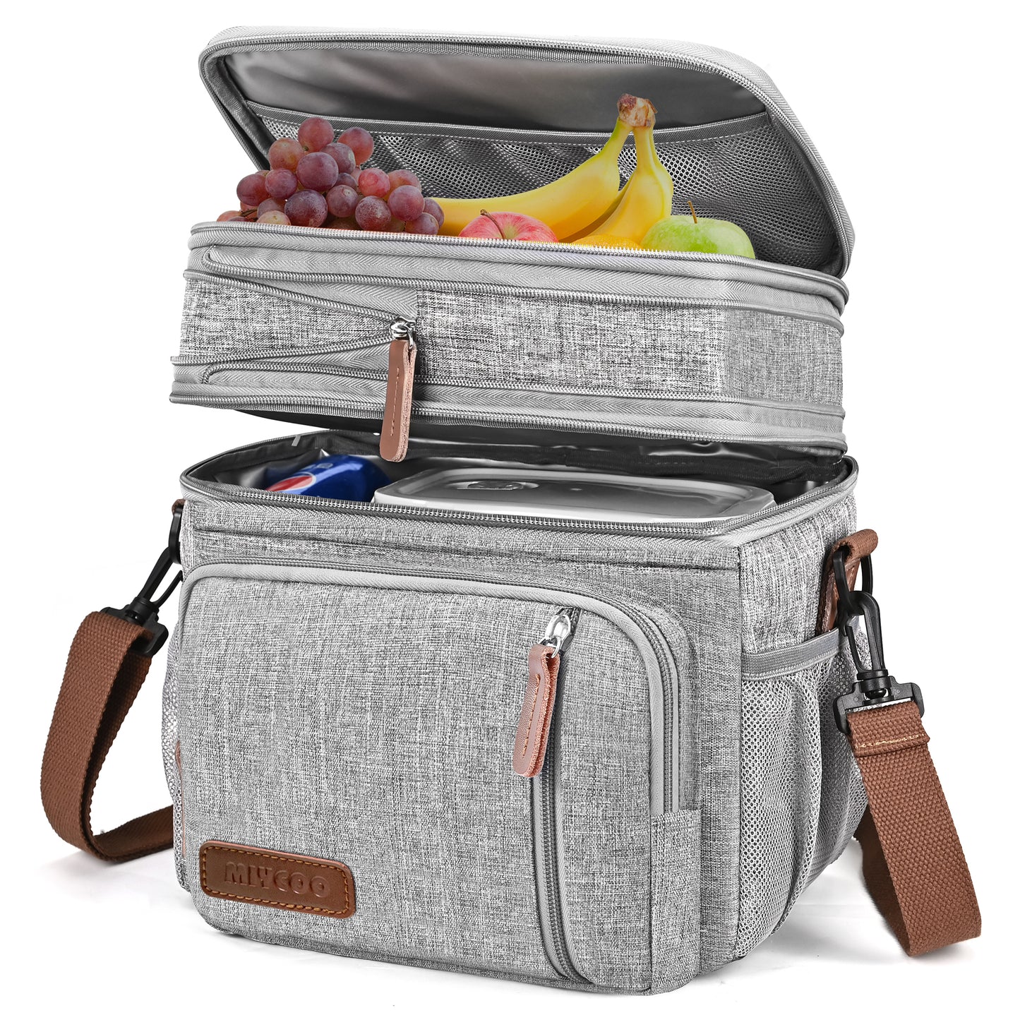 MIYCOO Double Deck Lunch Bag & Lunch Box, Blue