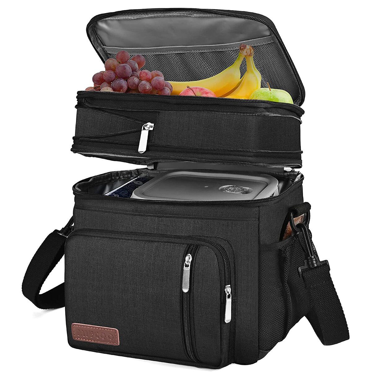 MIYCOO Double Deck Lunch Bag & Lunch Box, Purple Flower