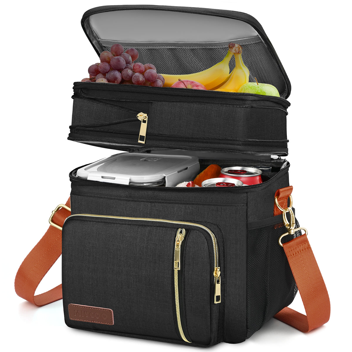 MIYCOO Double Deck Lunch Bag & Lunch Box, Blue