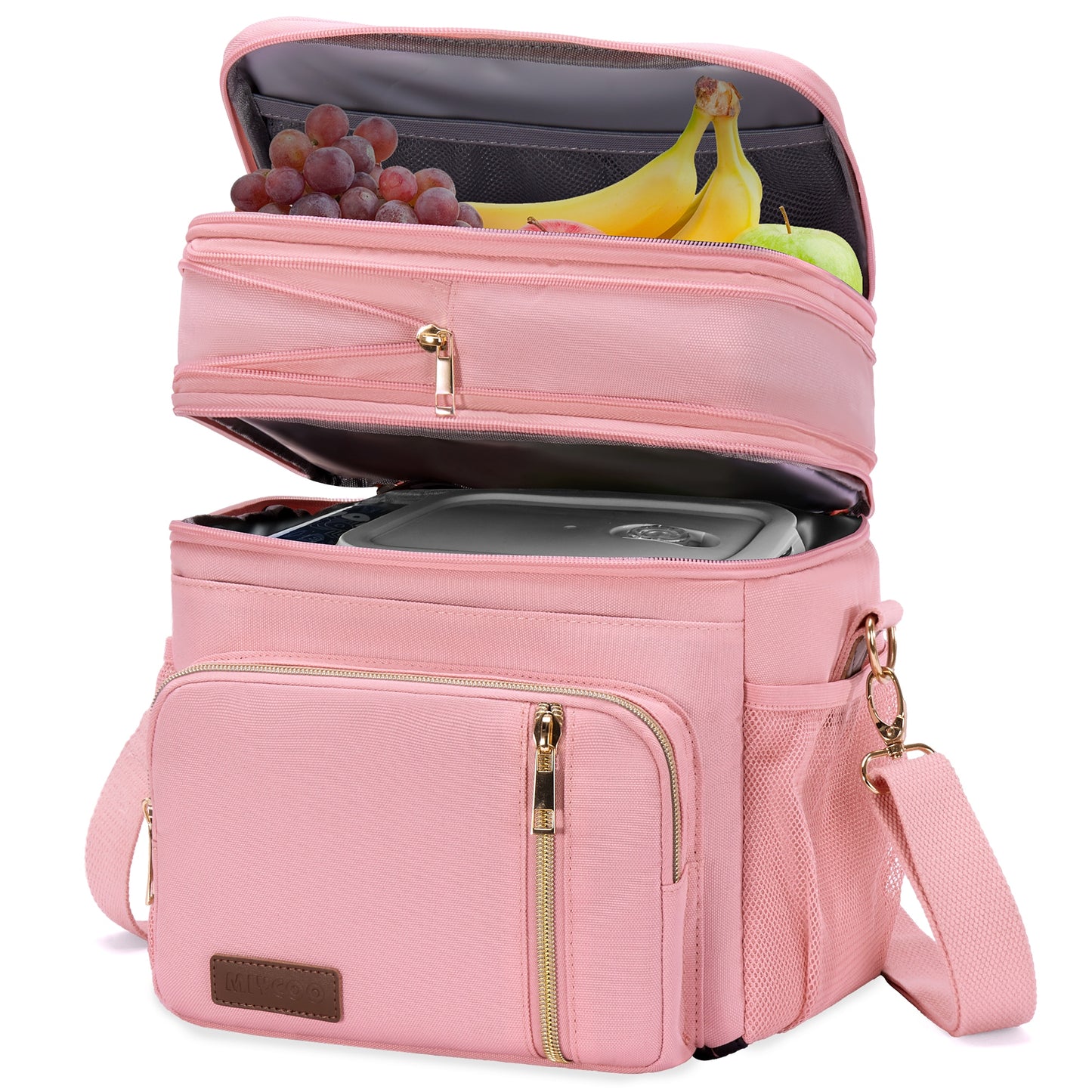 MIYCOO Double Deck Lunch Bag & Lunch Box, Blue