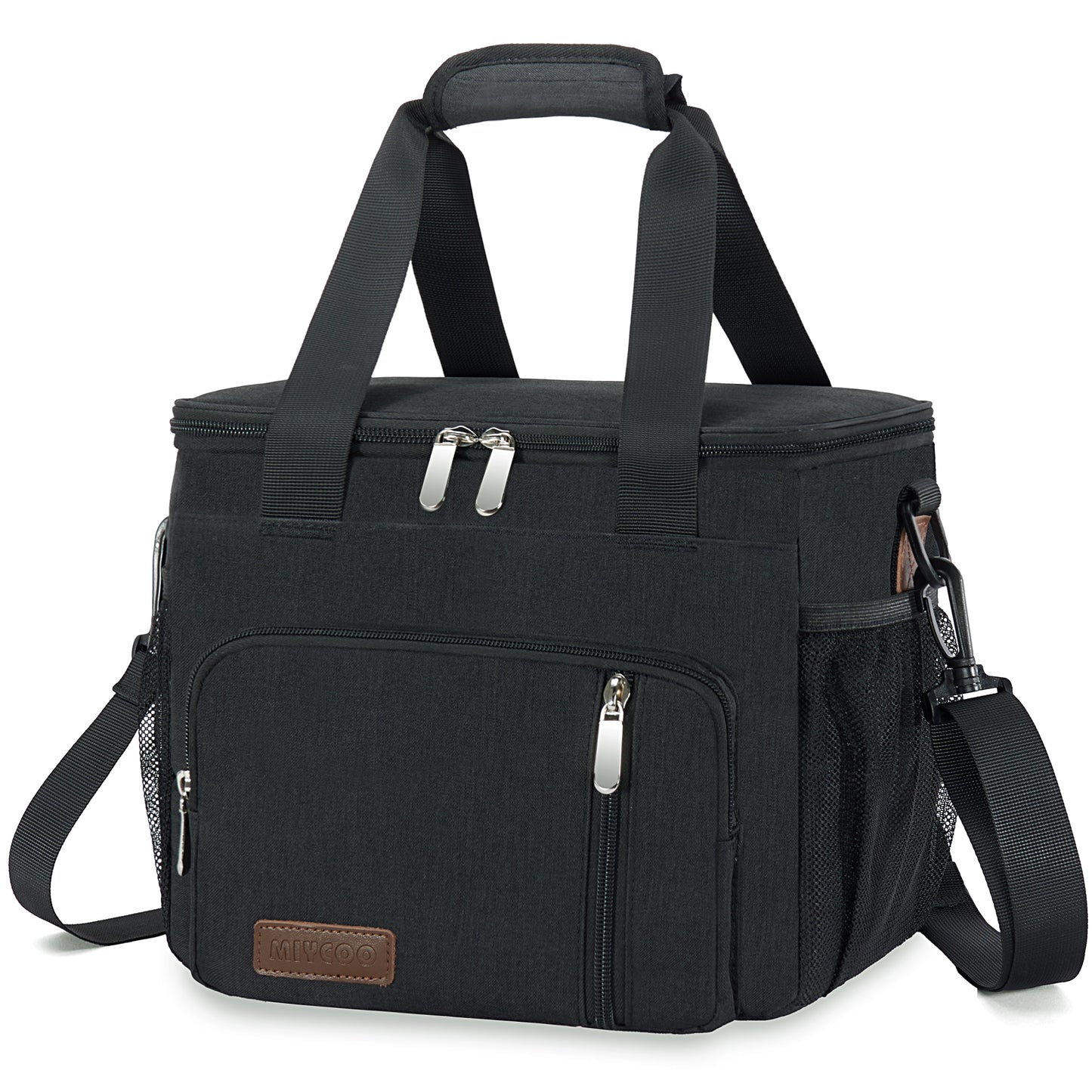 MIYCOO Insulated Lunch Bags for Women Men (Black Orange, 12L)